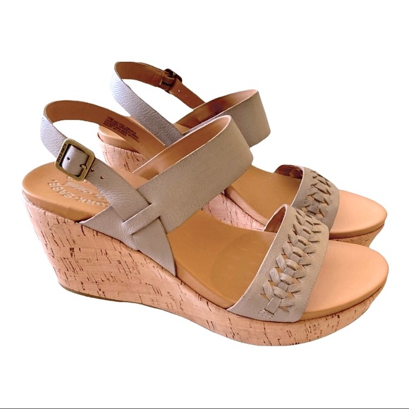 NWT SZ 11 Kork-Ease grey leather wedges - Picture 1 of 7